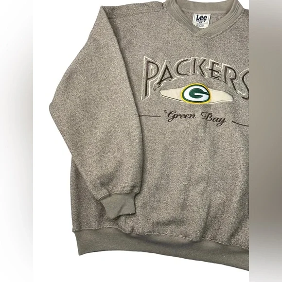 Vintage Green Bay Packers Size L Sweatshirt Men’s Lee Sport Brown Embroidered - Picture 4 of 12